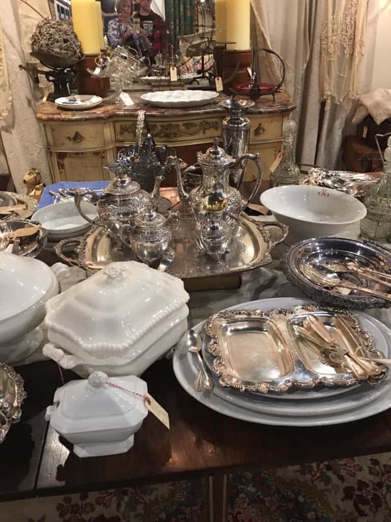 Marc, my oldest, home from his freshman year in college for Christmas break, actually wanted to go to the antique store with me this week after we saw a movie on a mother-son date. Was it wrong that I wanted everything on this table?! My heart has a soft spot for all things silver and for white china! However, I didn't buy a thing. Being with Marc was all that was needed to fill my heart. I love that boy! 